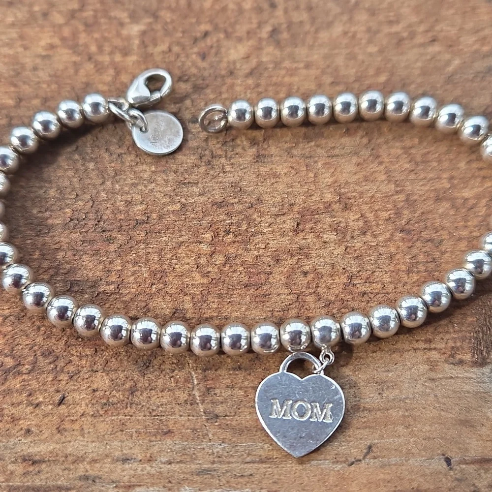 Tiffany & Co.Silver 925 Beaded Heart Charm Bracelet - Picture 4 of 5